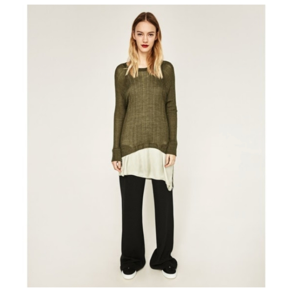 ZARA Wool Blend Double Layered Knit Slip Top Women's Size S